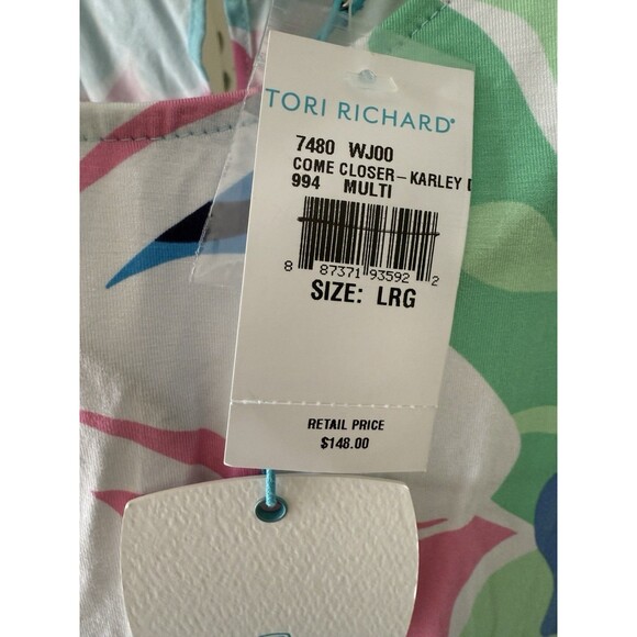 Tori Richard Come Closer Tropical Karley Floral Multi Midi Dress L NEW - Picture 5 of 8